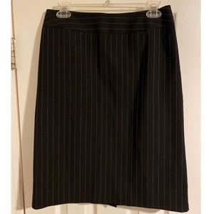 Ann Taylor Pinstripe Black Pencil Skirt